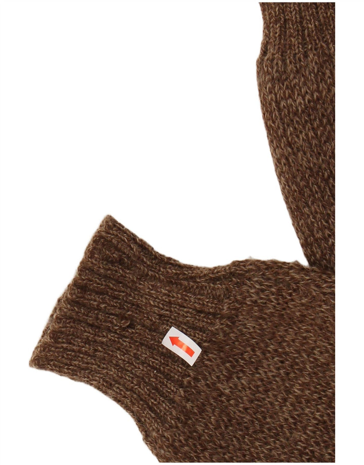 Suéter cardigã masculino VINTAGE pequeno marrom manchado