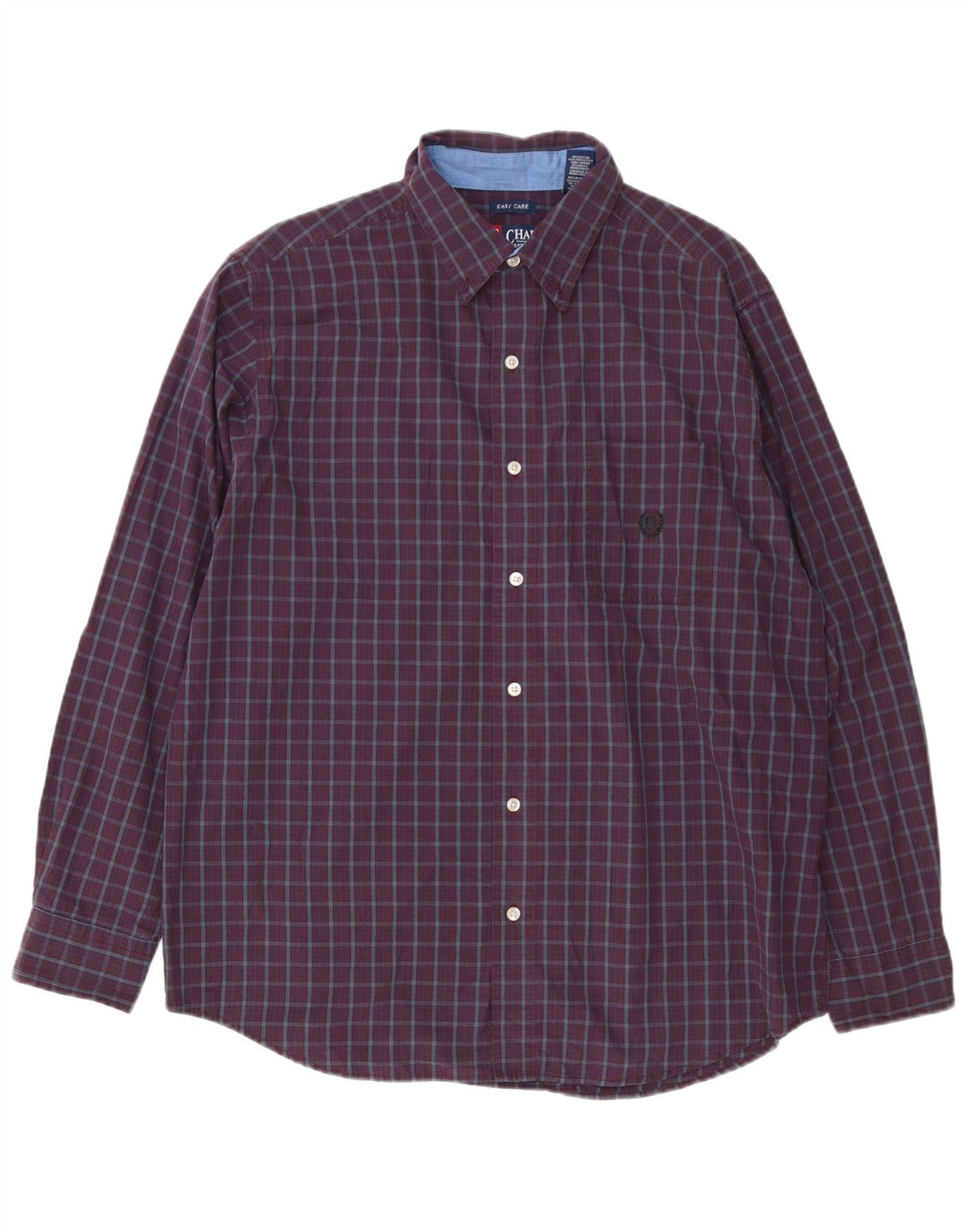 Camisa masculina Chaps Easy Care grande algodão xadrez Borgonha
