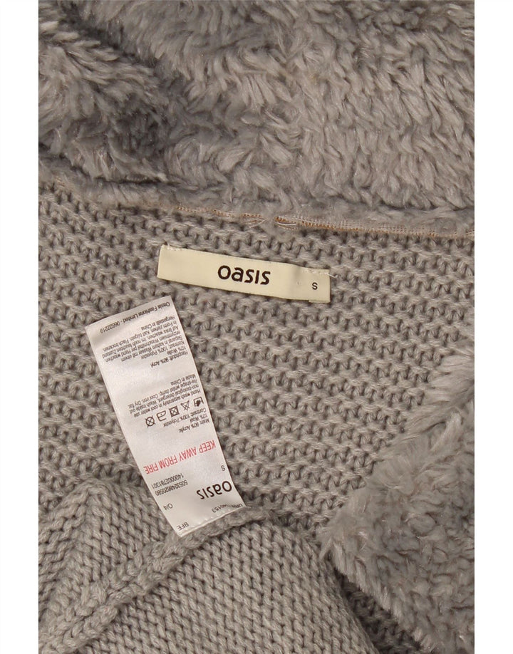 Suéter feminino assimétrico aberto OASIS UK 10 pequeno cinza acrílico