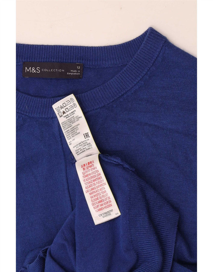 Suéter cardigã feminino Marks & Spencer UK 12 viscose azul médio