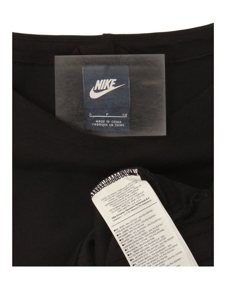 Nike Womens Crop Sweatshirt Jumper UK 10 Pequeno Algodão Preto