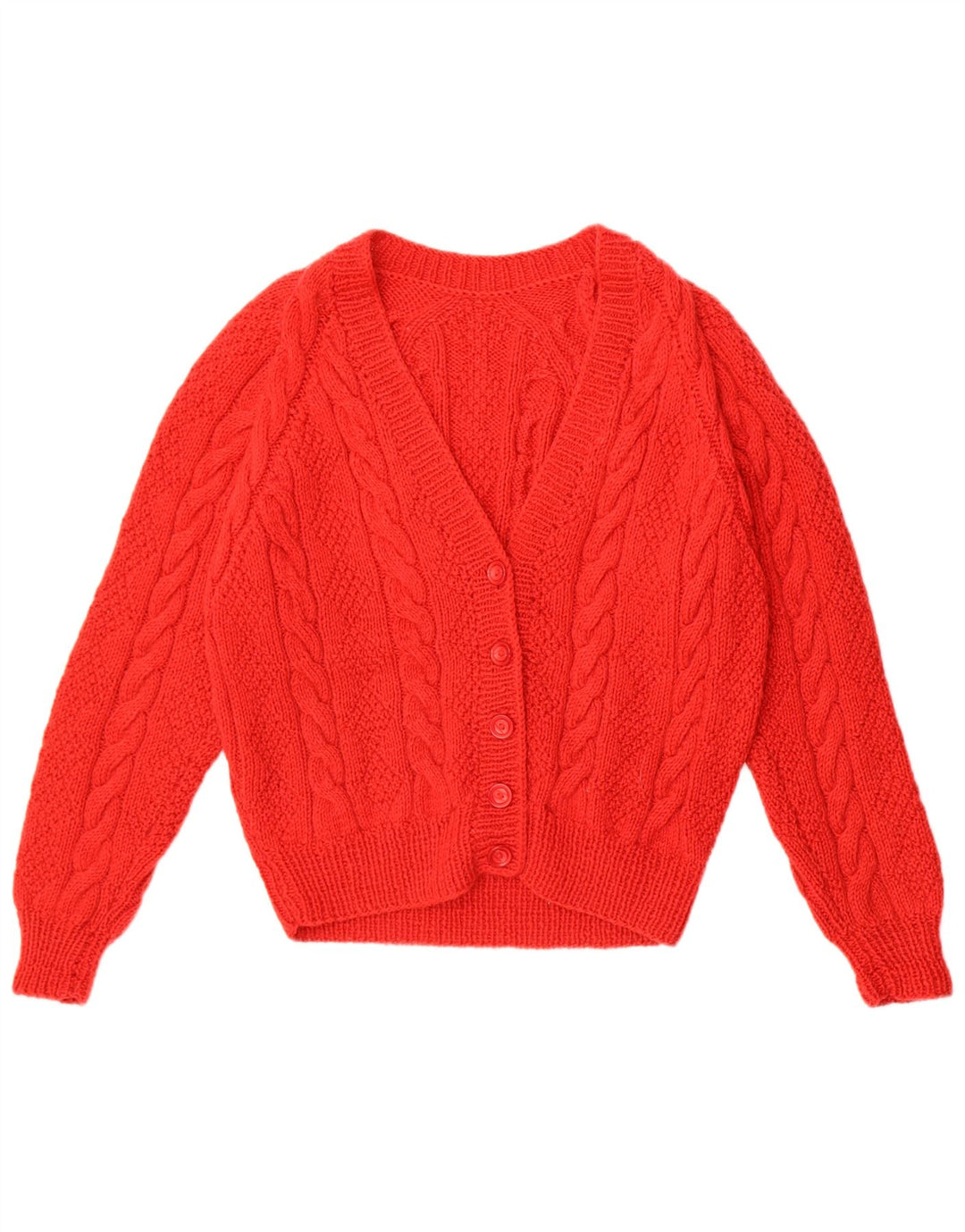 Suéter cardigã feminino vintage UK 14 vermelho médio