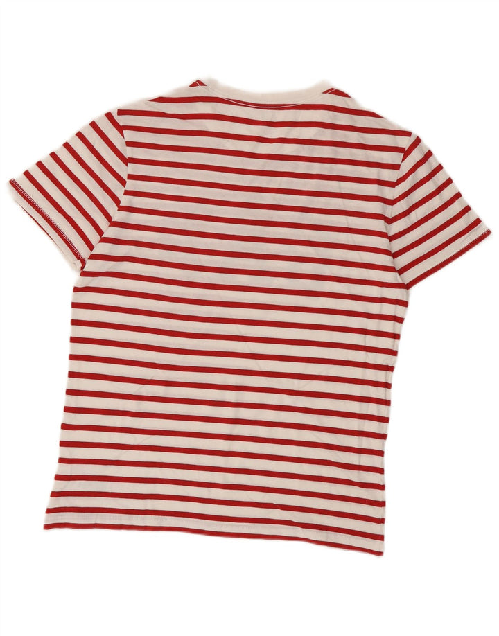 Camiseta feminina gráfica Gap UK 14 algodão listrado vermelho médio