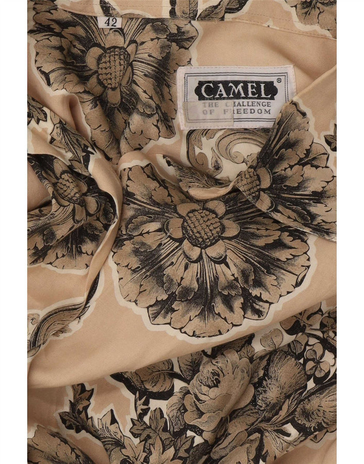 Camisa feminina de manga curta Camel Active EU 42 grande bege floral viscose