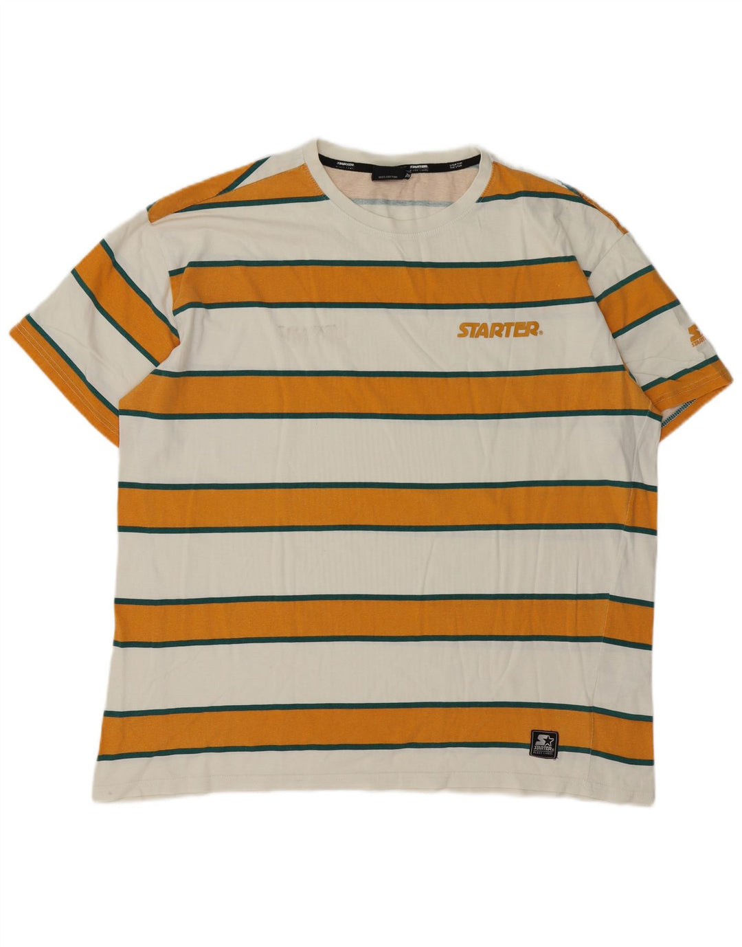 Camiseta masculina Starter Top XL algodão listrado branco