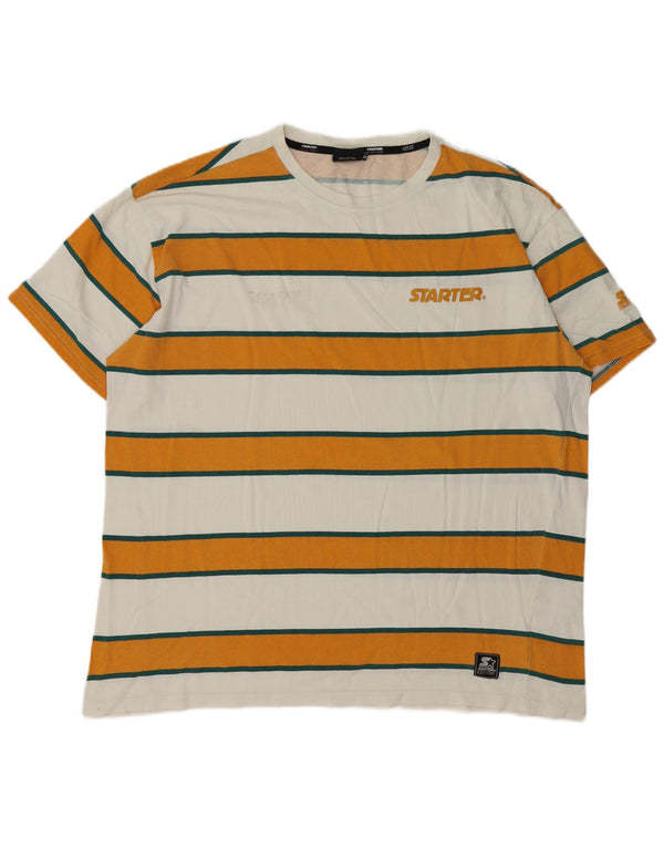 Camiseta masculina Starter Top XL algodão listrado branco