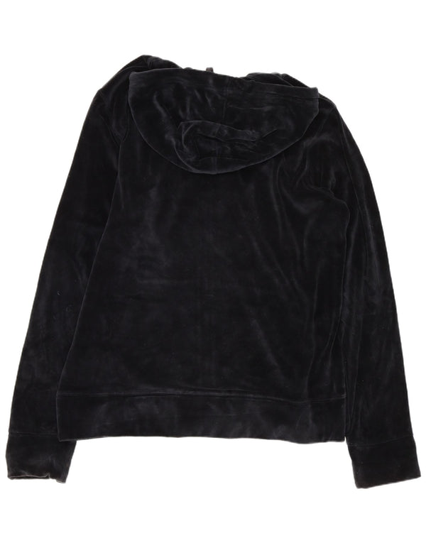True Religion Womens Zip Hoodie Sweater UK 18 XL Black Cotton