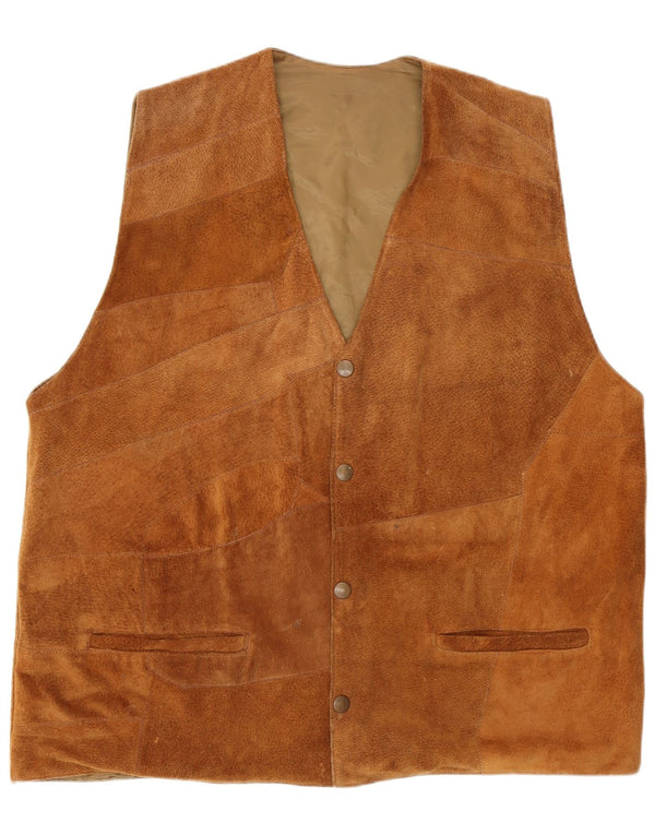 Colete Vintage Masculino em Camurça XL Marrom