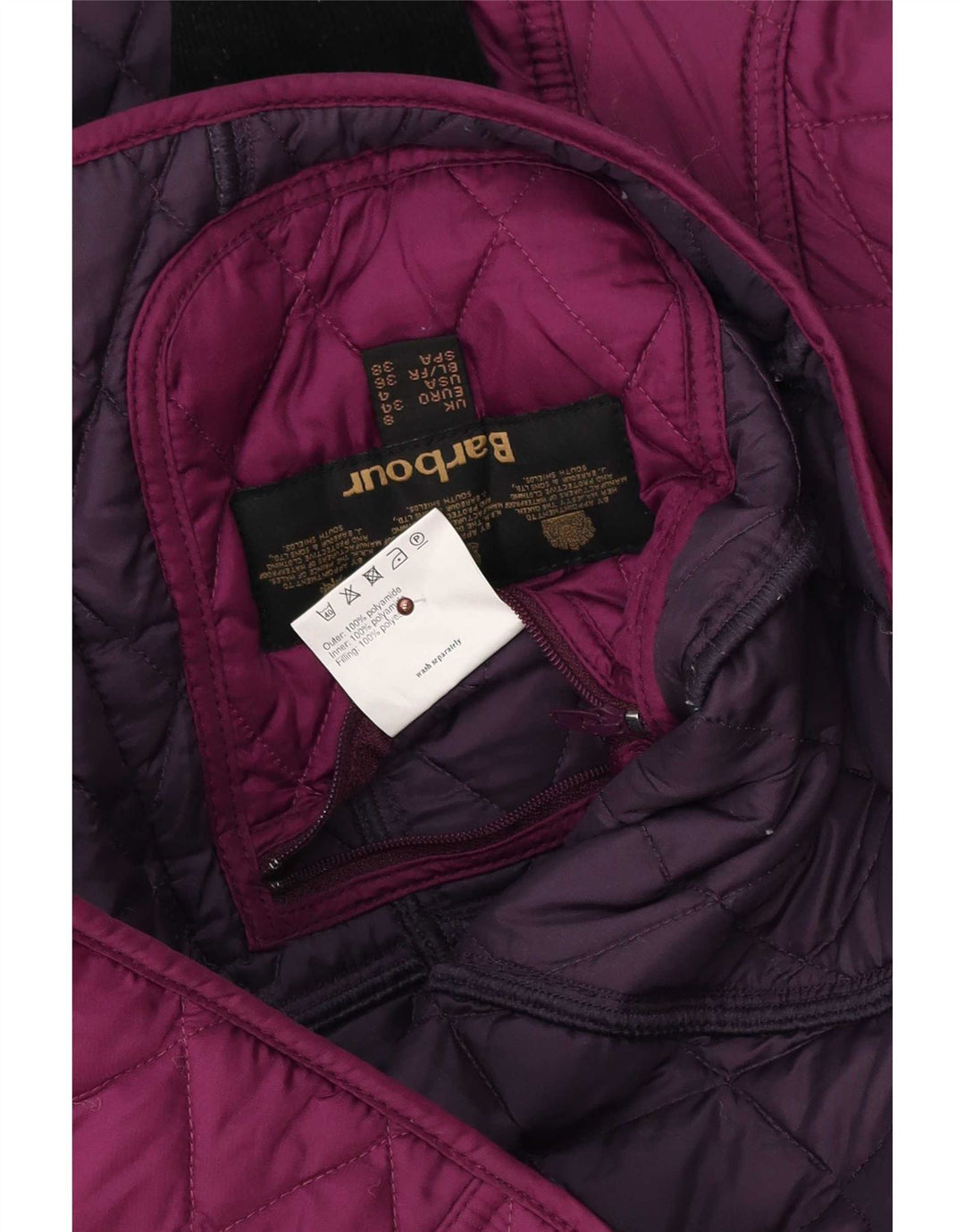 Jaqueta acolchoada feminina Barbour UK 8 poliéster roxo pequeno