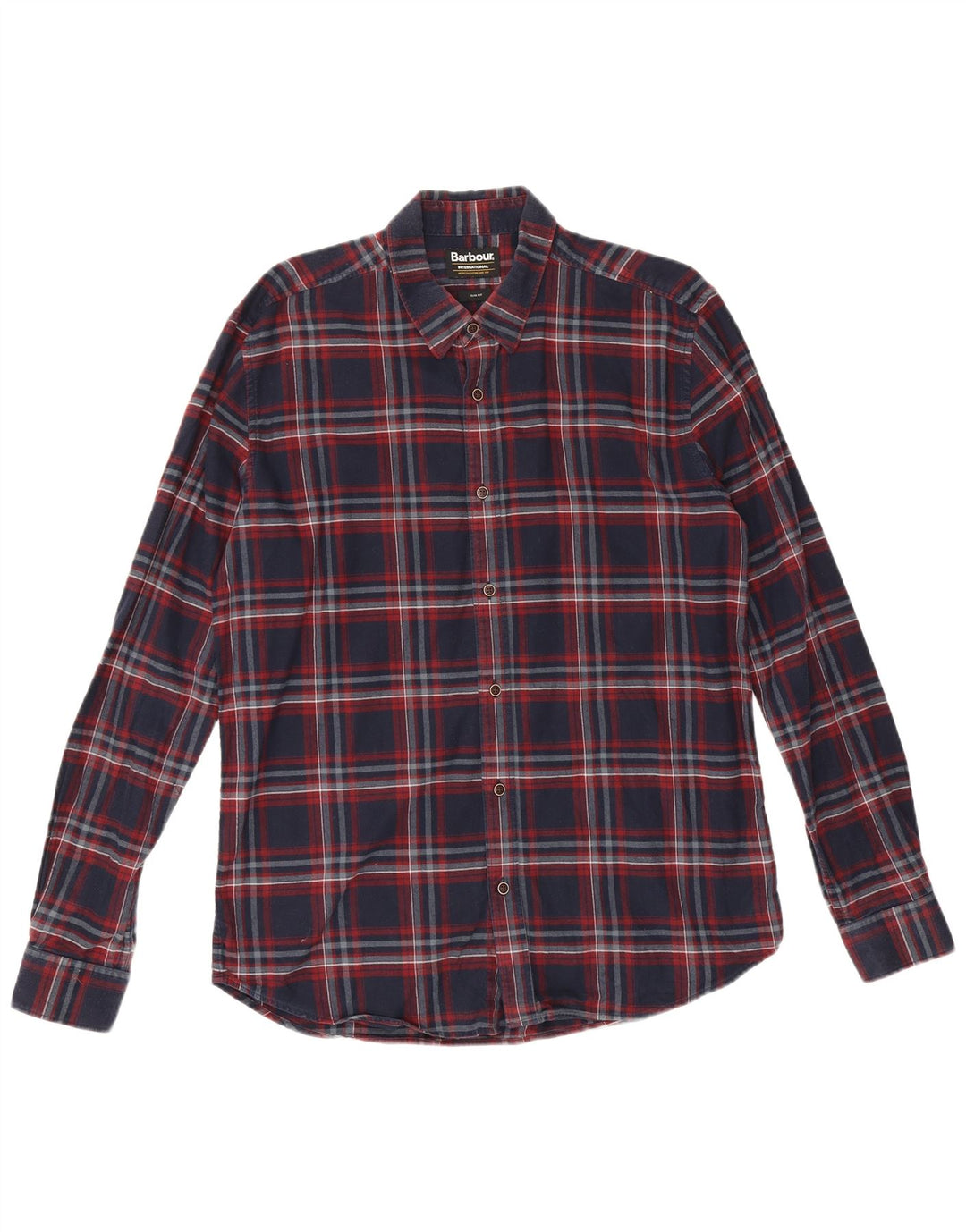 Camisa masculina de flanela Slim Fit Barbour grande algodão xadrez azul marinho