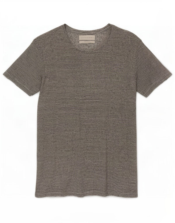 Camiseta masculina Zara Top pequeno linho listrado branco