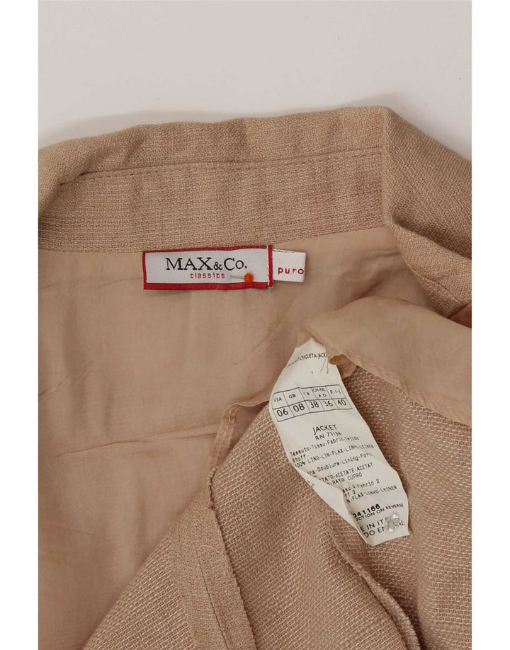 Jaqueta blazer feminina de 3 botões Max & Co. Reino Unido 8 linho rosa pequeno