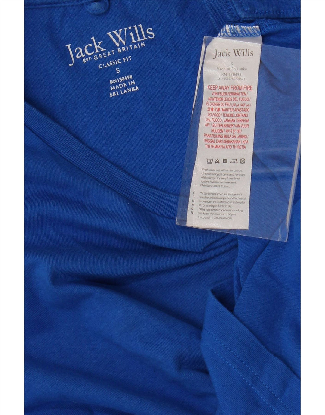Camiseta masculina de ajuste clássico JACK WILLS de algodão azul pequeno
