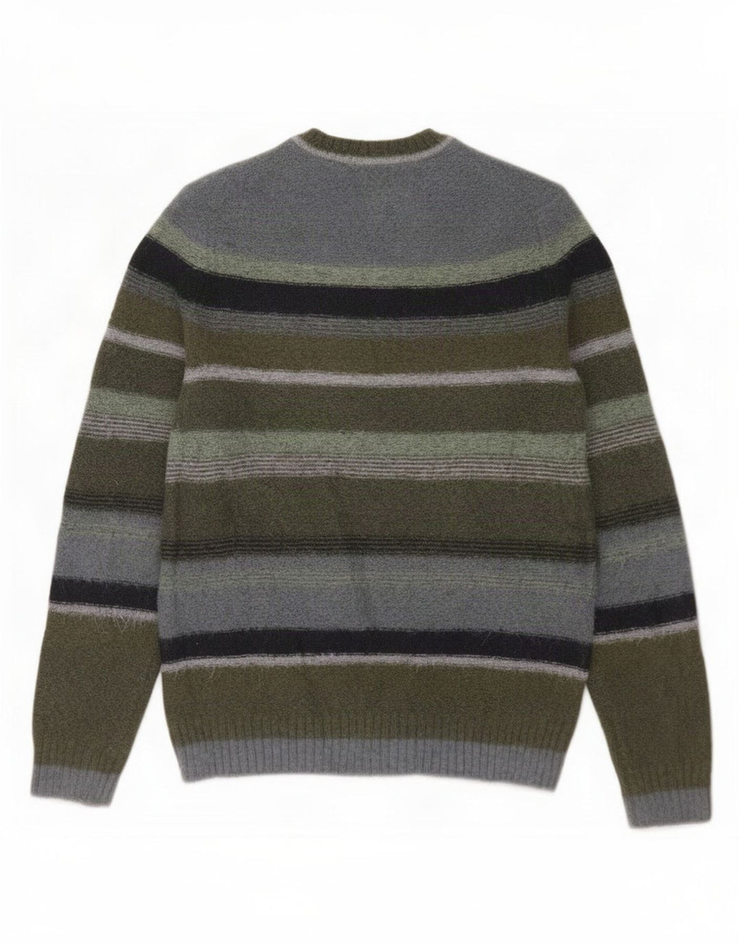 Suéter masculino Marks & Spencer com gola redonda listrado cáqui médio