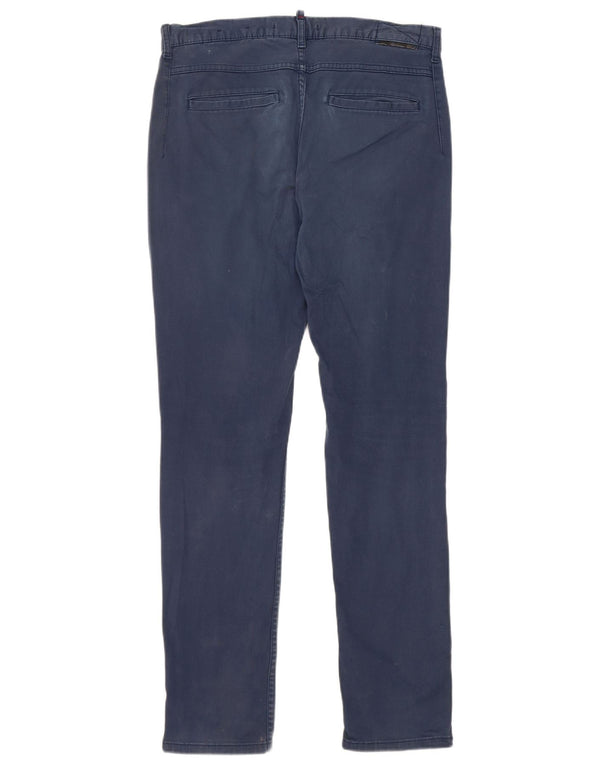 Zara Mens Slim Chino Calças EU 40 Médio W31 L30 Azul Marinho Algodão