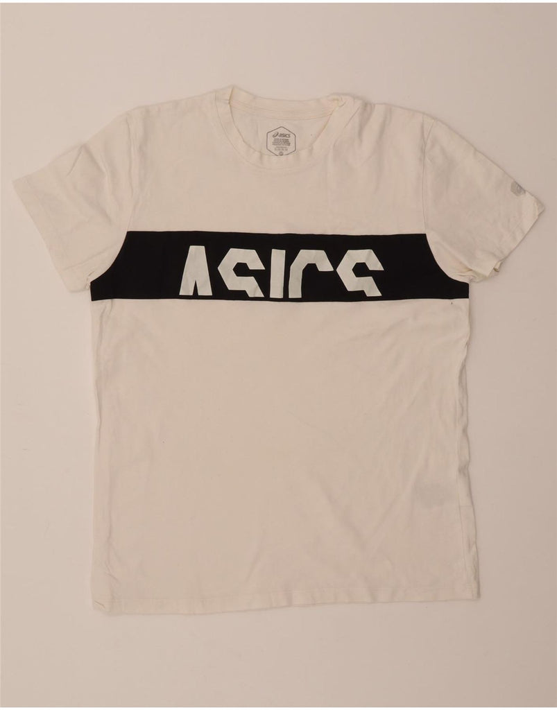 ASICS Womens Graphic T-Shirt Top UK 18 XL White Colourblock Cotton Vintage Asics and Second-Hand Asics from Messina Hembry 