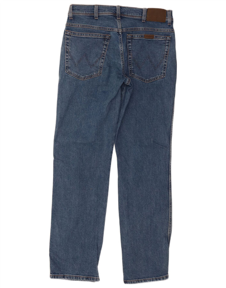 Wrangler Mens Straight Jeans W33 L32 Azul Algodão