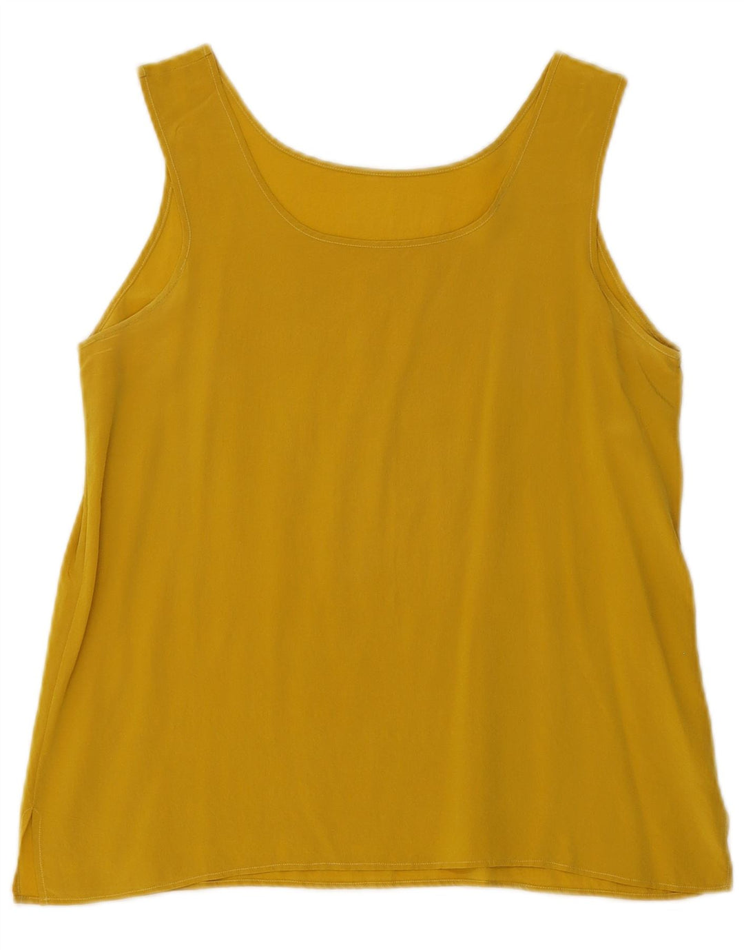 Blusa feminina vintage sem mangas Top UK 8 seda amarela pequena