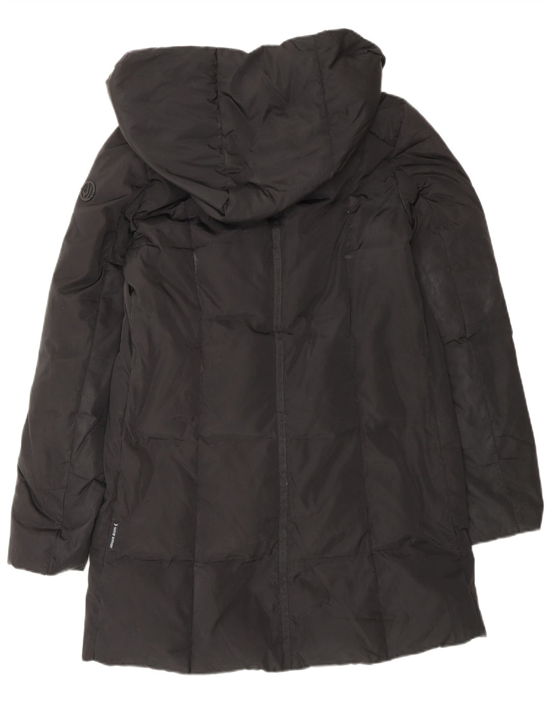 Casaco feminino acolchoado com capuz grande ARMANI JEANS IT 38 XS poliéster preto