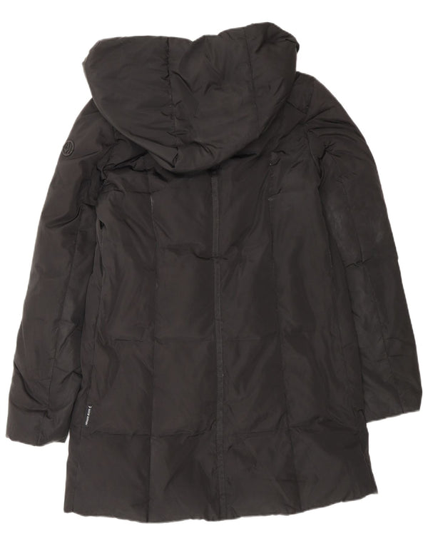 Casaco feminino acolchoado com capuz grande ARMANI JEANS IT 38 XS poliéster preto