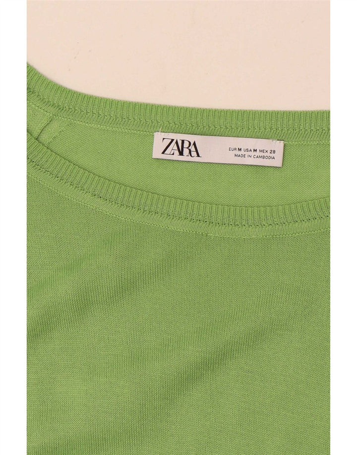 Zara Suéter feminino com gola canoa e gola redonda Reino Unido 14 verde médio