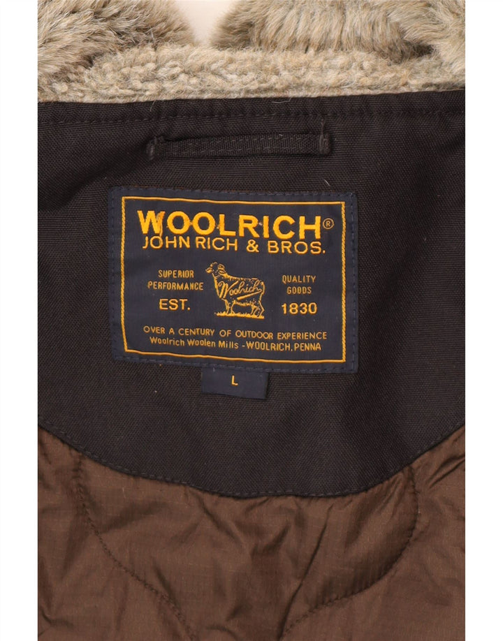 Jaqueta corta-vento masculina Woolrich com capuz UK 40 grande preta