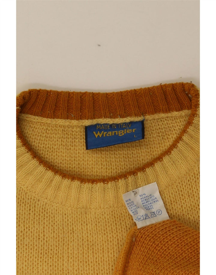 Suéter masculino Wrangler com gola redonda e grande bloco colorido laranja poliacrílico