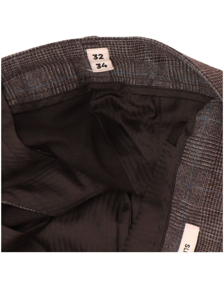 Calça Chino Masculina Slim Jack & Jones W32 L34 Cinza Houndstooth Poliéster