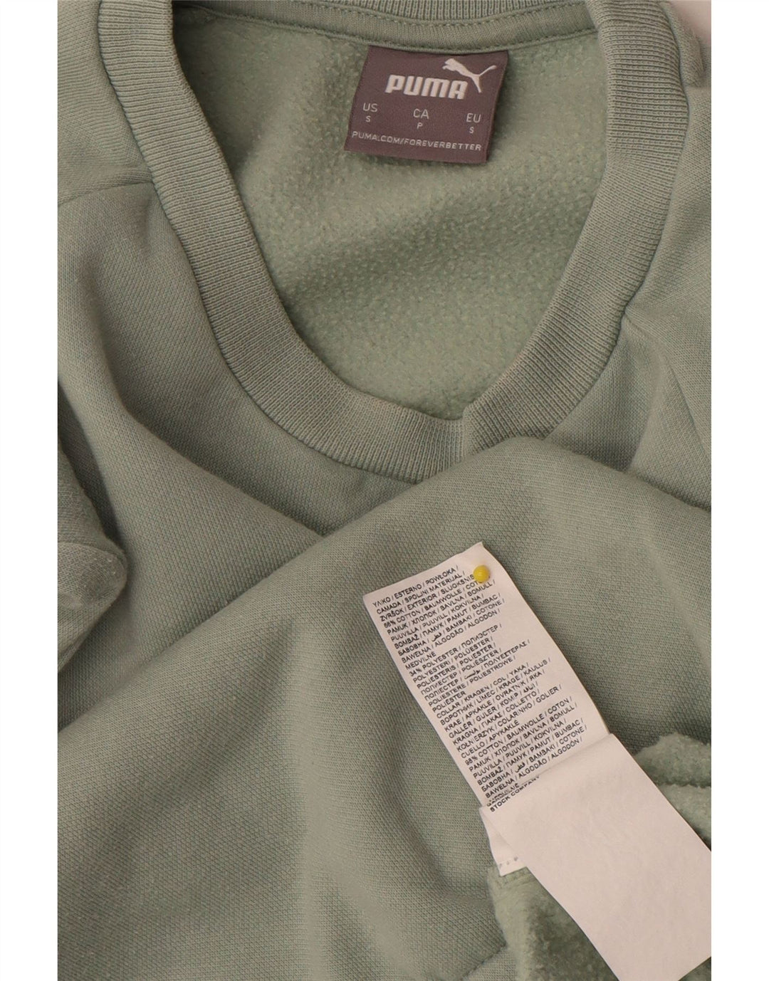 Puma Womens Crop Oversized Moletom Jumper Reino Unido 10 Pequeno Algodão Verde