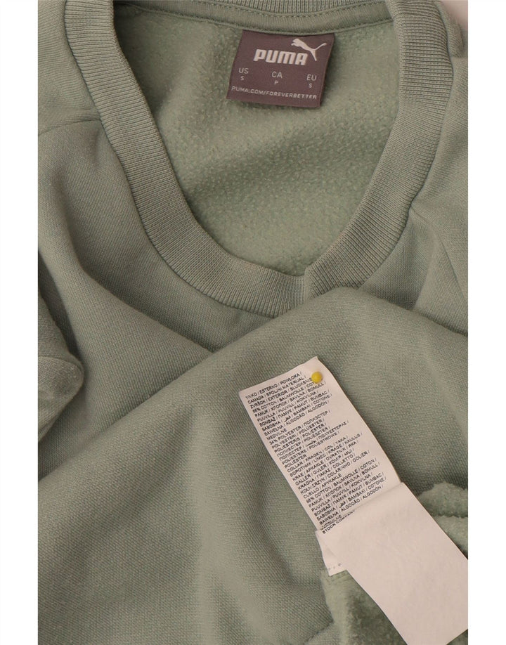 Puma Womens Crop Oversized Moletom Jumper Reino Unido 10 Pequeno Algodão Verde