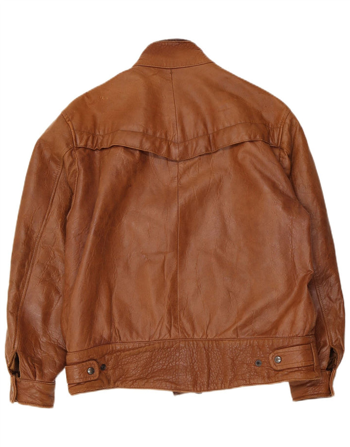 Jaqueta de couro masculina vintage EU 52 grande marrom