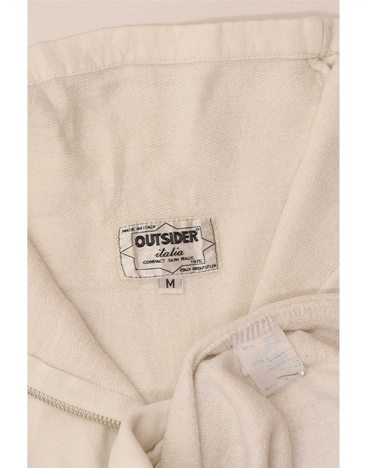 Moletom masculino Outsider com gola e zíper, moletom médio de algodão branco