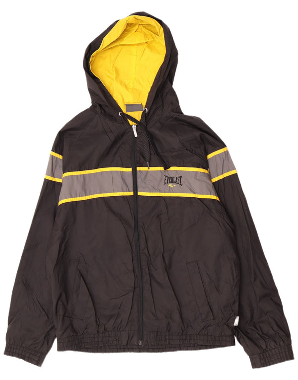 Jaqueta de chuva masculina Everlast com capuz UK 42 XL preto Colourblock Nylon Sports
