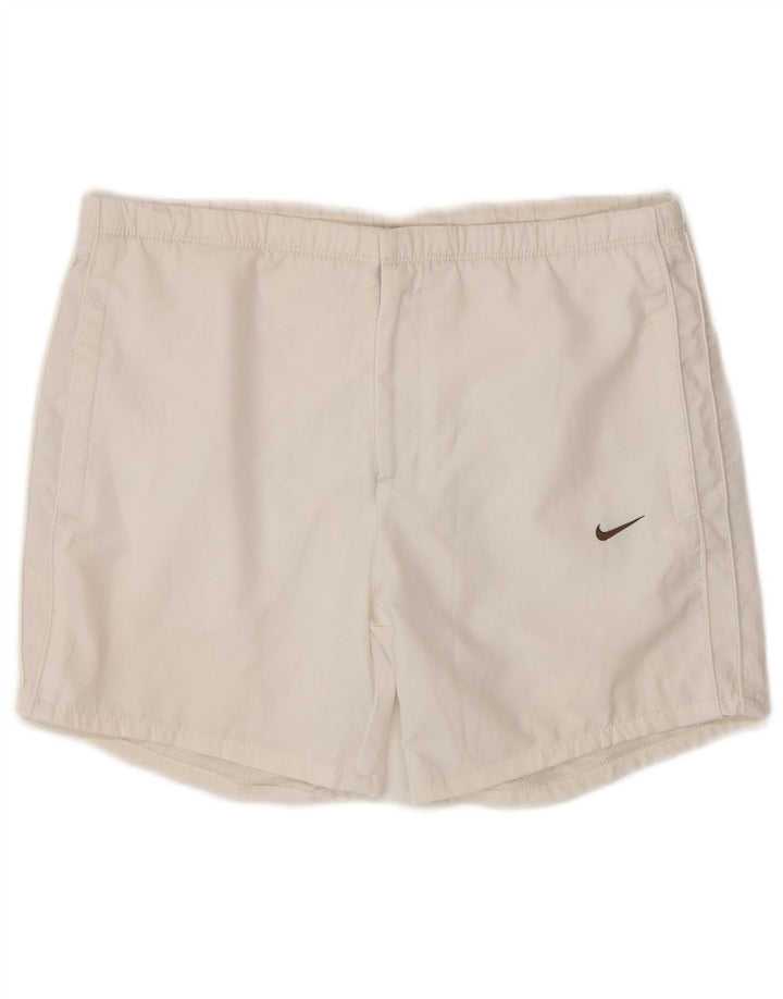 Shorts de natação feminino Nike UK 10/12 médio branco