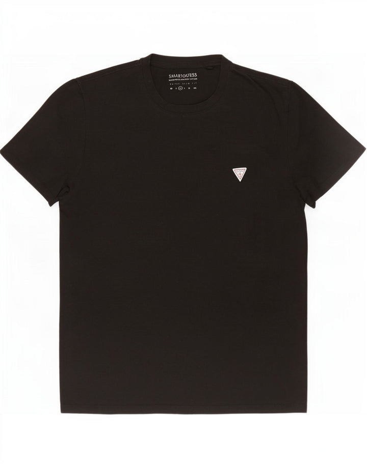 Guess Mens Camiseta Super Slim Fit Top Médio Algodão Preto