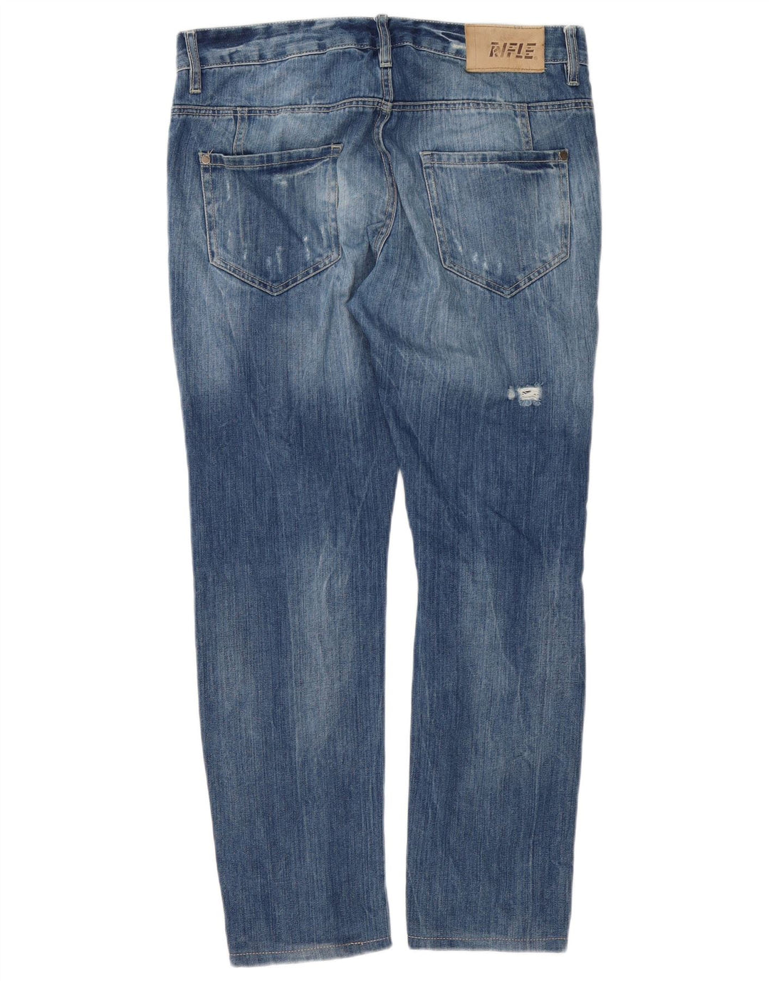 Rifle masculino desgastado jeans slim W30 L29 azul