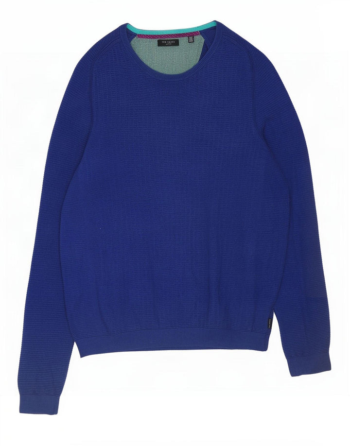 Suéter masculino Ted Baker com gola canoa grande algodão azul