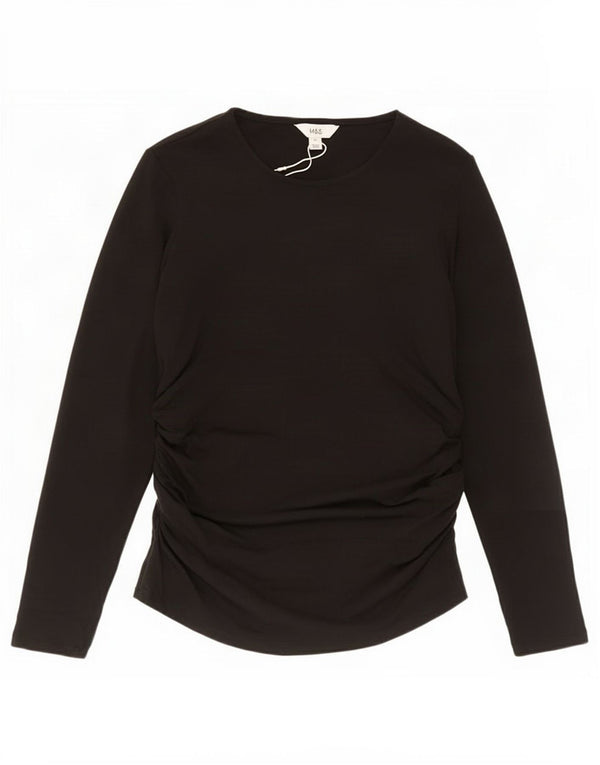 Top feminino Marks & Spencer manga comprida Reino Unido 16 grande acrílico preto