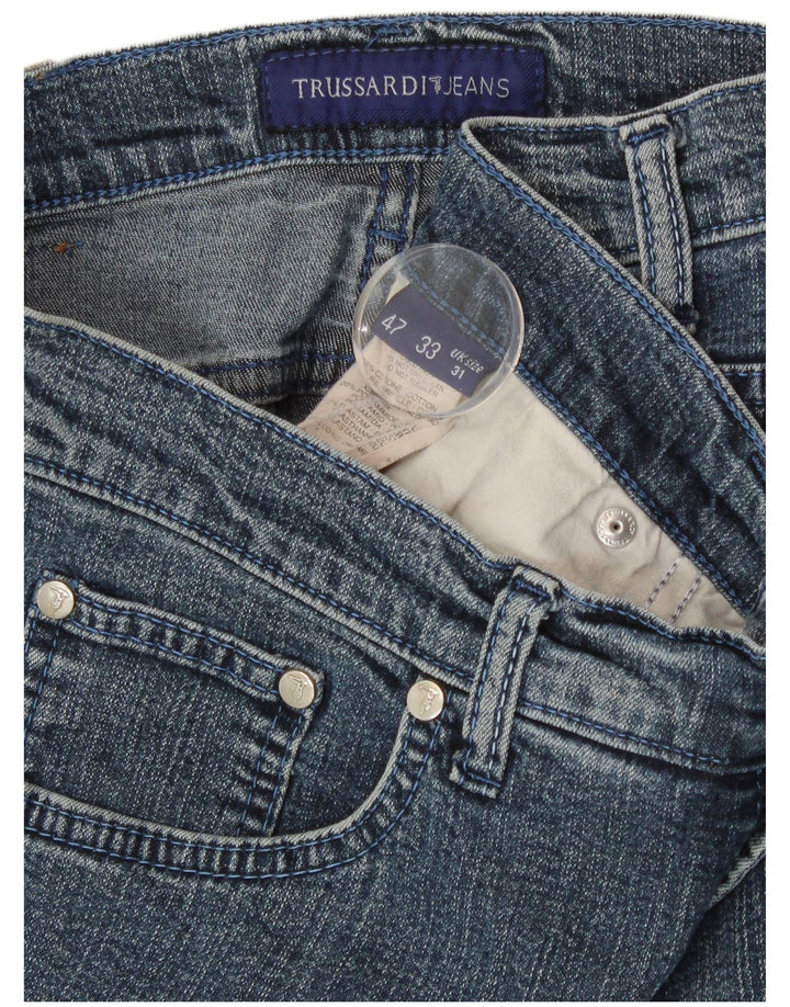 Jeans retos femininos Trussardi W31 L29 algodão azul