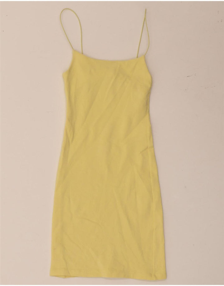 Vestido slip feminino Zara UK 8 pequeno amarelo