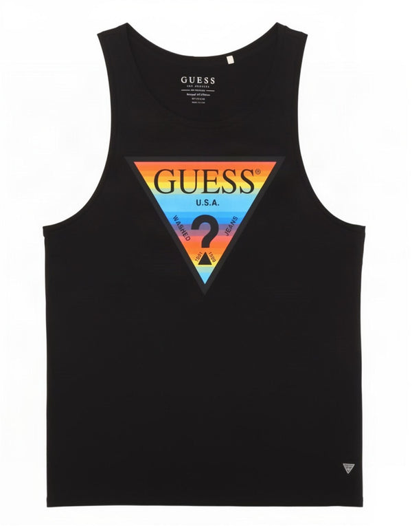 Guess Mens Graphic Vest Top Médio Algodão Preto