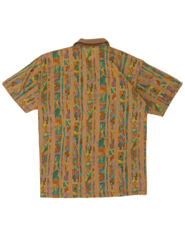 Camisa polo masculina Tobia System médio bege algodão geométrico