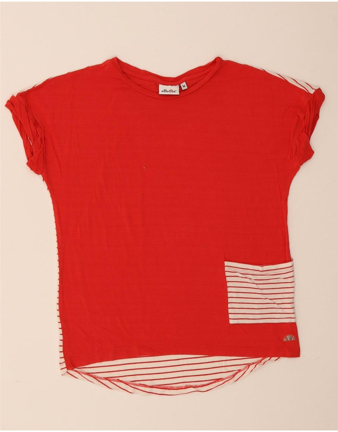 Camiseta feminina Ellesse UK 14 Viscose listrada vermelha média