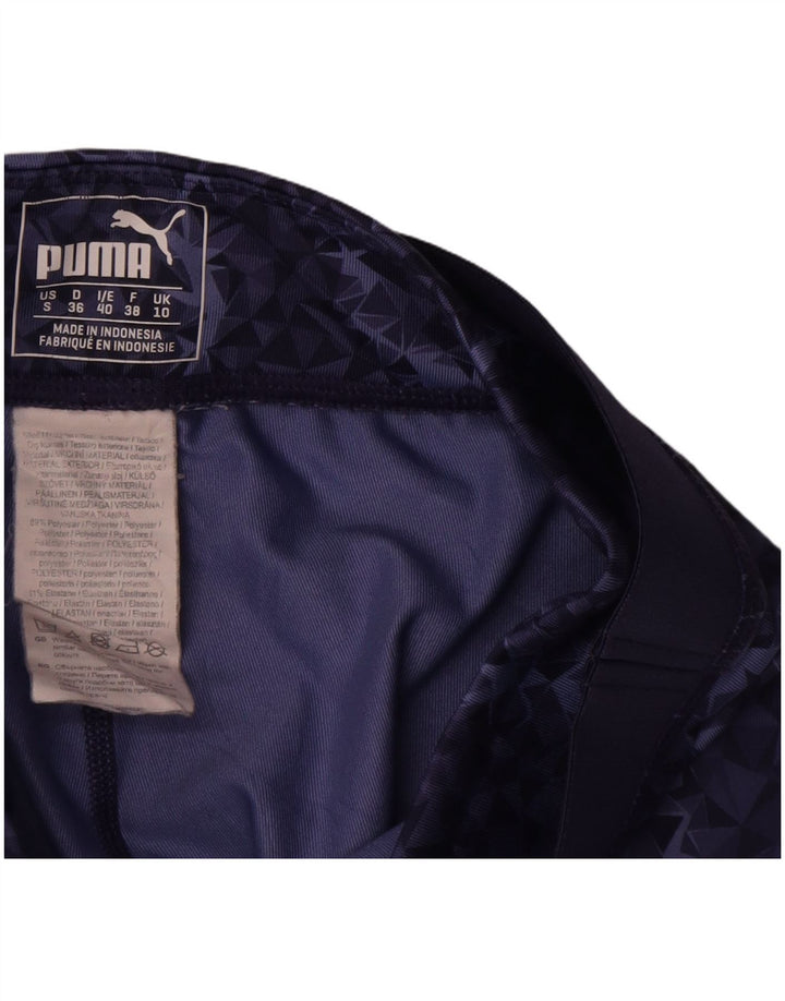 Puma Womens Capri Leggings UK 10 Pequeno Poliéster Geométrico Azul Marinho