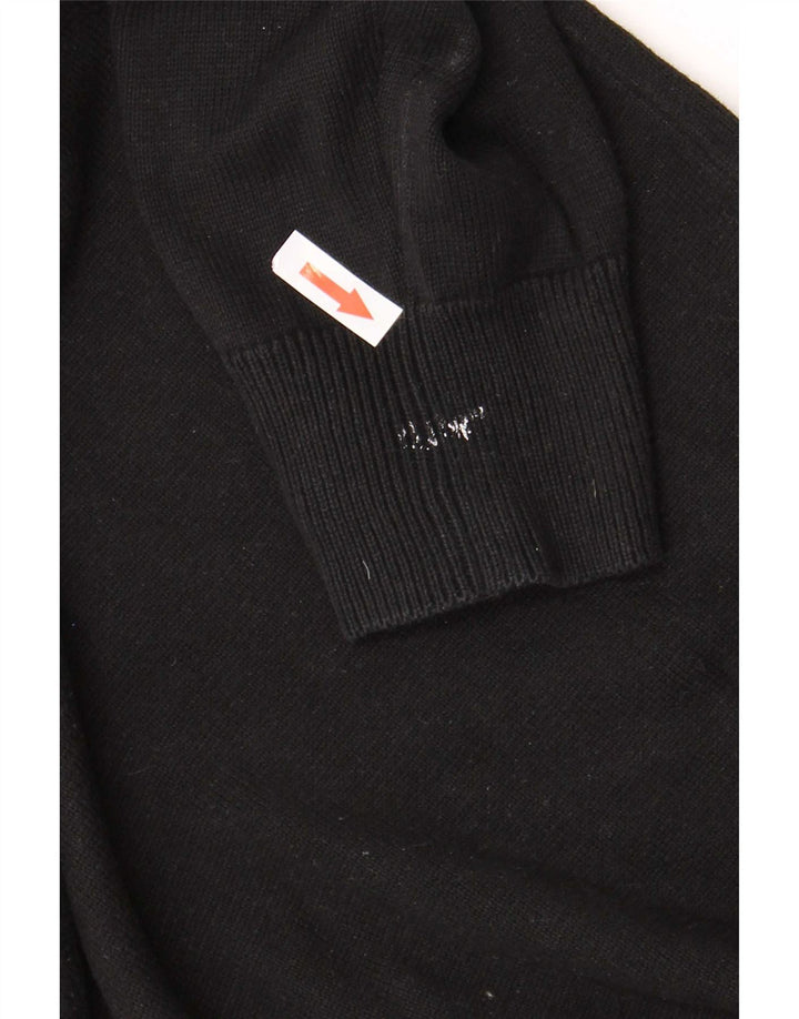 Suéter masculino Lyle & Scott com zíper e gola alta de algodão preto