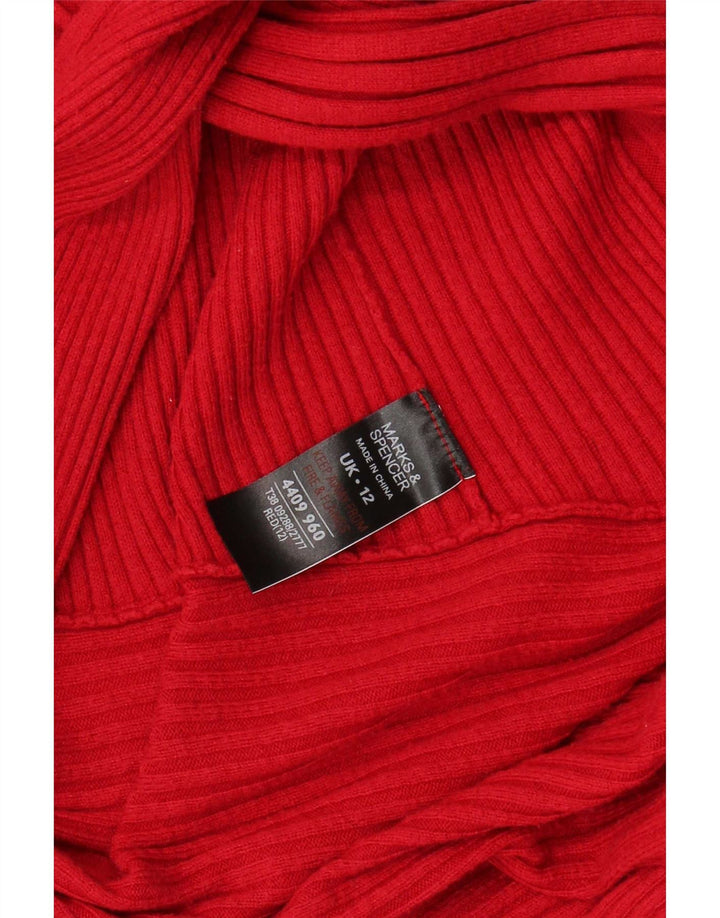 Suéter cardigã aberto feminino Marks & Spencer Reino Unido 12 poliamida vermelha média