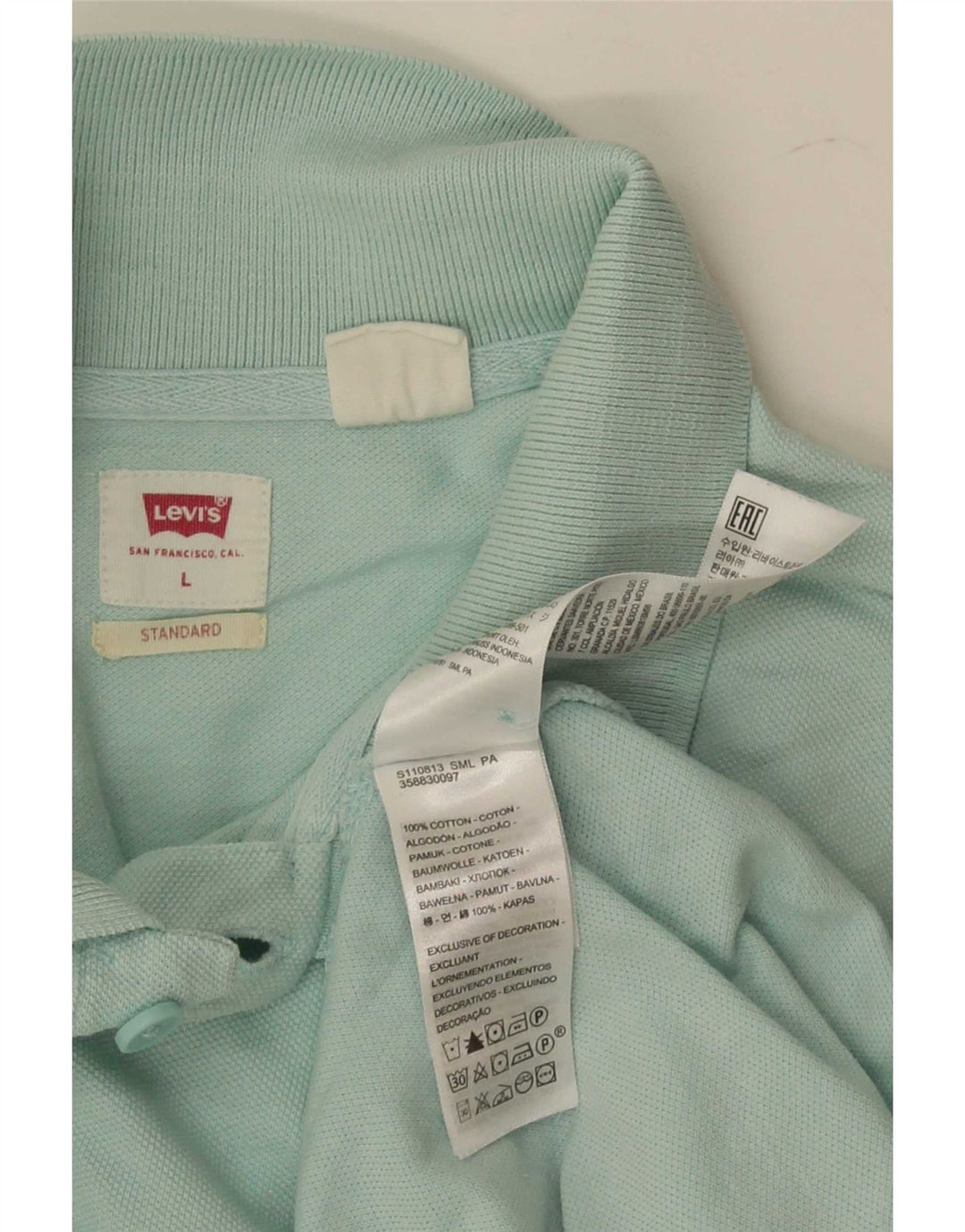 Camisa polo masculina padrão Levi's grande algodão turquesa