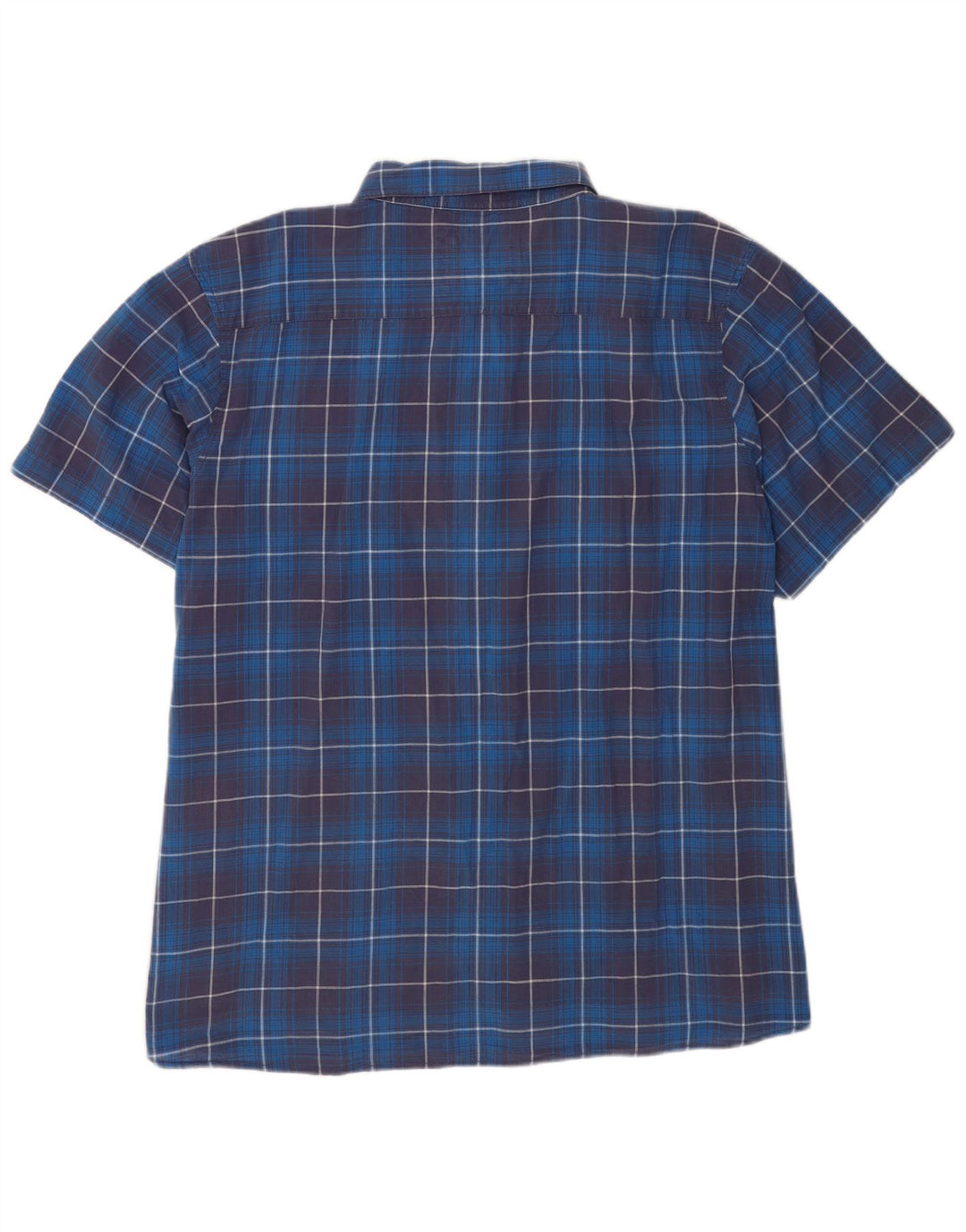 Camisa masculina de manga curta Weird Fish 5XL algodão xadrez azul