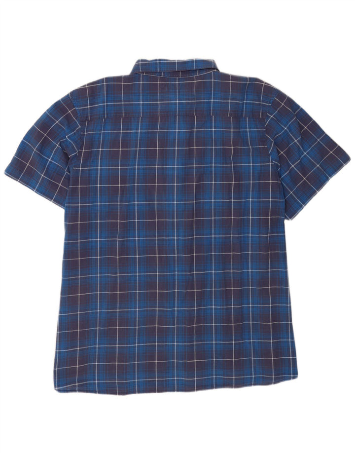 Camisa masculina de manga curta Weird Fish 5XL algodão xadrez azul