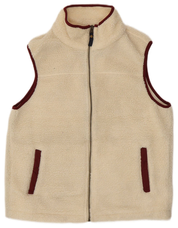 FAT FACE Womens Fleece Gilet UK 12 Médio Off White Poliéster